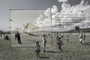 Kite Flying Wright Brother: Then and Now Photo series by Dan Cleary in Dayton Ohio