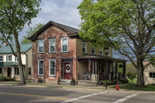 Red brick house in Downtown Springboro Ohio by Dan Cleary