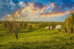 Farm valley in Ohio at twilight by Dan Cleary