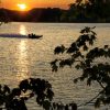 Boat at sunset on Caesars Creek by Dan Cleary