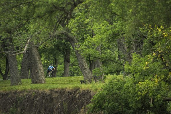 Bike Rider on Great Miami River bike trail by Dan Cleary