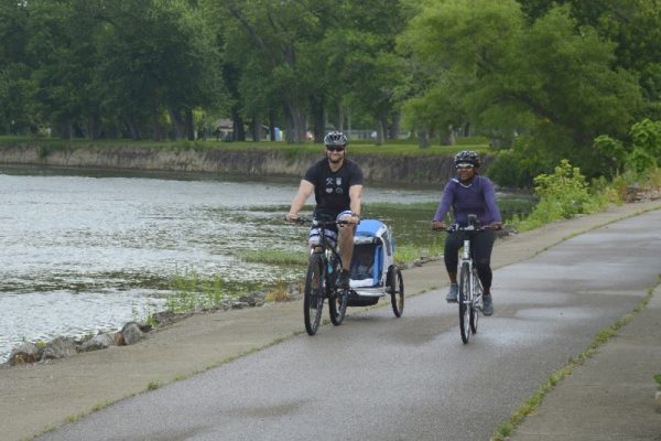 Bike Rider on Great Miami River bike trail by Dan Cleary