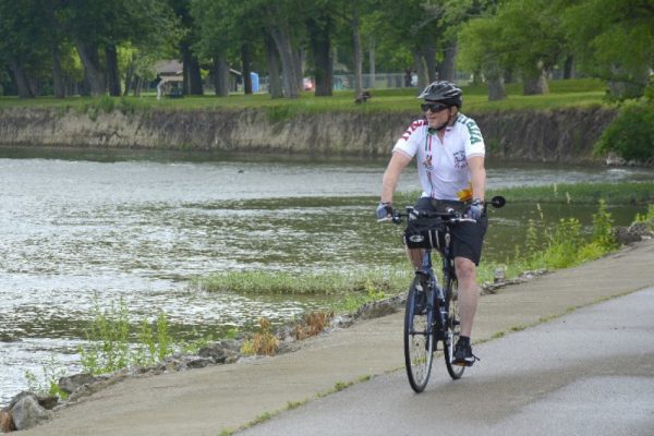 Bike Rider on Great Miami River bike trail by Dan Cleary