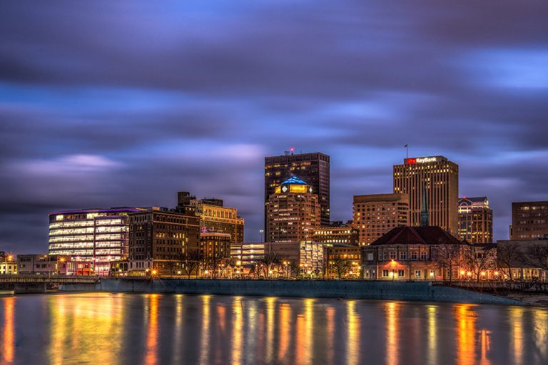 Downtown Dayton Skyline At Night 