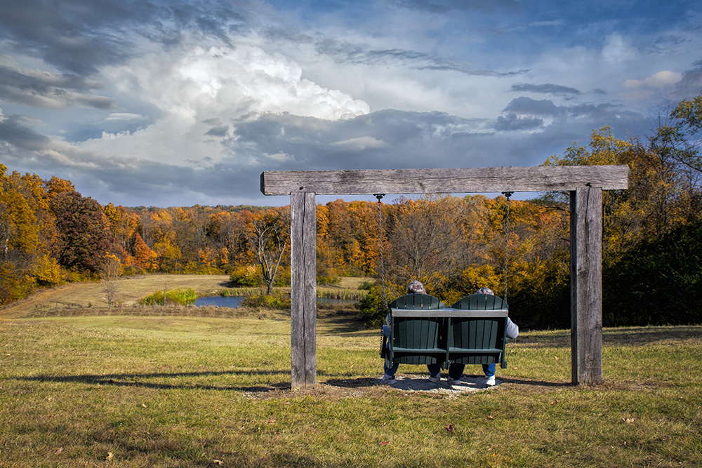 Couple sitting at Taylorsville Five Rivers Metro Park by Dan Cleary of Dayton, OHio