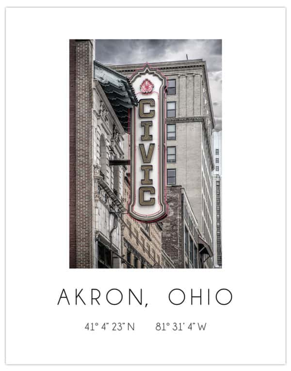 Akron, Ohio Civic sign by Dan Cleary