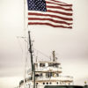 James Schoonmaker freighter with American flag Toledo, Ohio by Dan Cleary