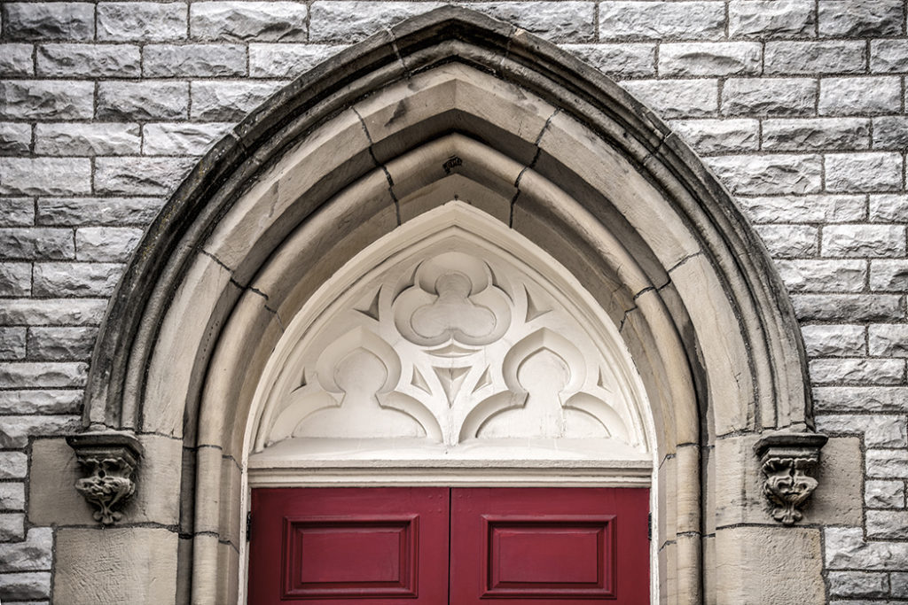 Red Door at Trinity Church in Toledo, Ohio by Dan Cleary