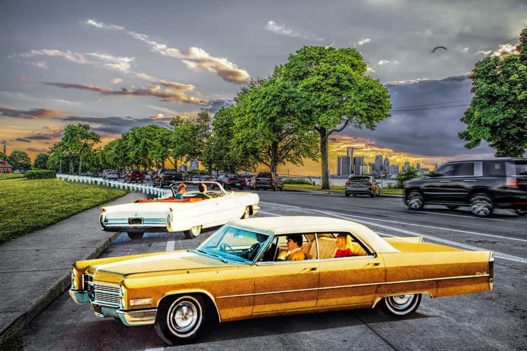 Belle Island with two Cadillacs by Dan Cleary