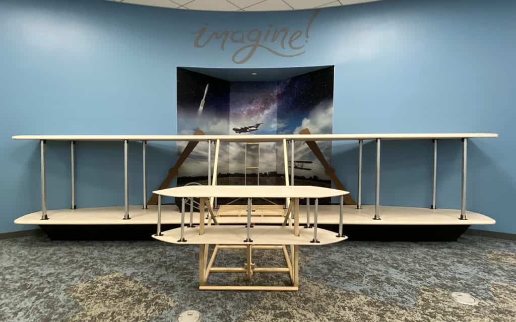 Burkhardt Library Wright Brothers image instalation by Dan Cleary