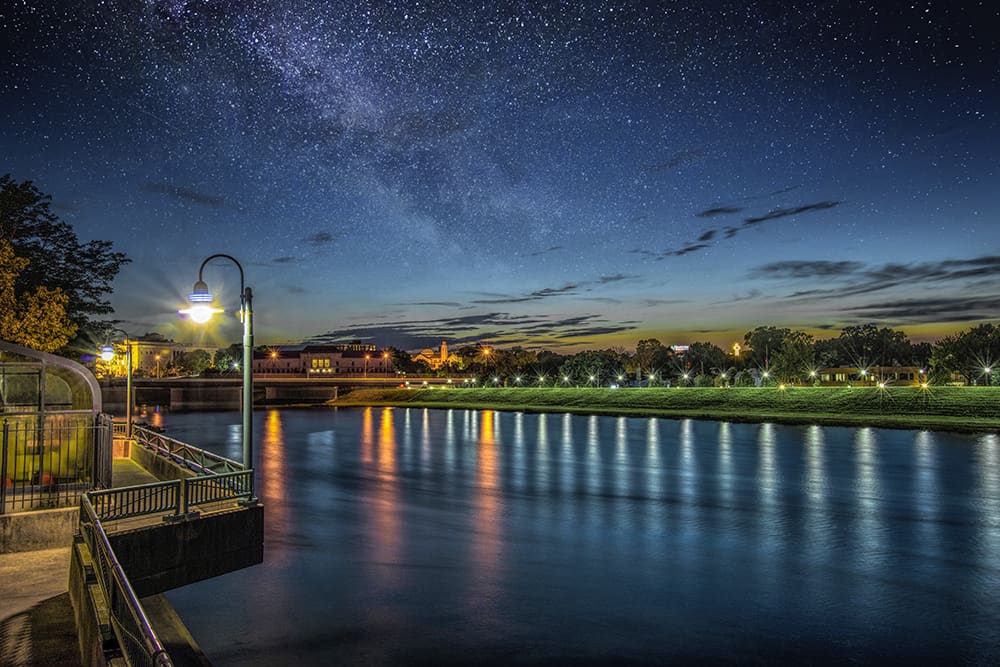Miami River In Downtown Dayton At Night by Dan Cleary