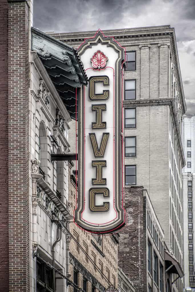 Civic Theatre sign in Akron Ohio by Dan Cleary