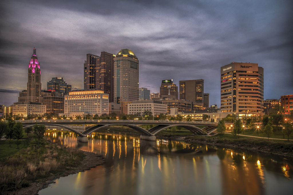 Columbus Ohio Skyline at night by Dan Cleary