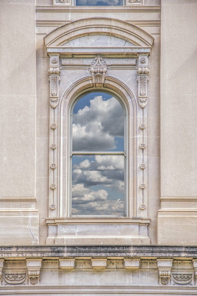 Indiana Statehouse Window With Clouds by Dan Cleary