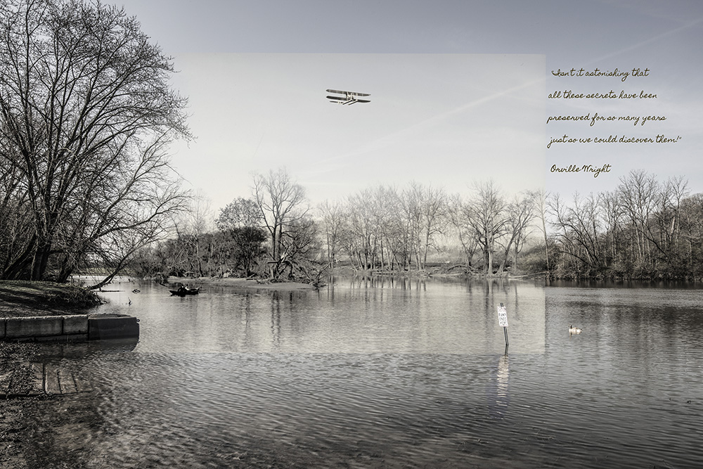 Wright Brothers: Then and Now fine art photo - Test Flight On The Miami River