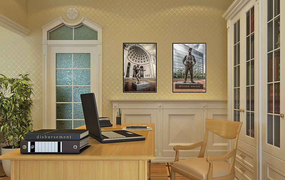 Office space with Archie Griffin & Woody Hayse fine art photographs