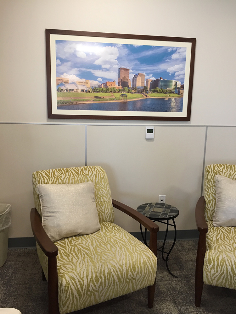 photograph of downtown Dayton in office waiting room