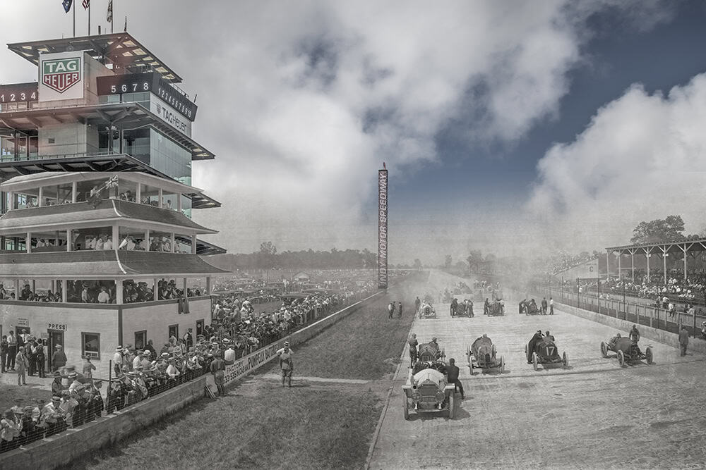 Indianapolis 500 1913 race Then and Now fine art photograph