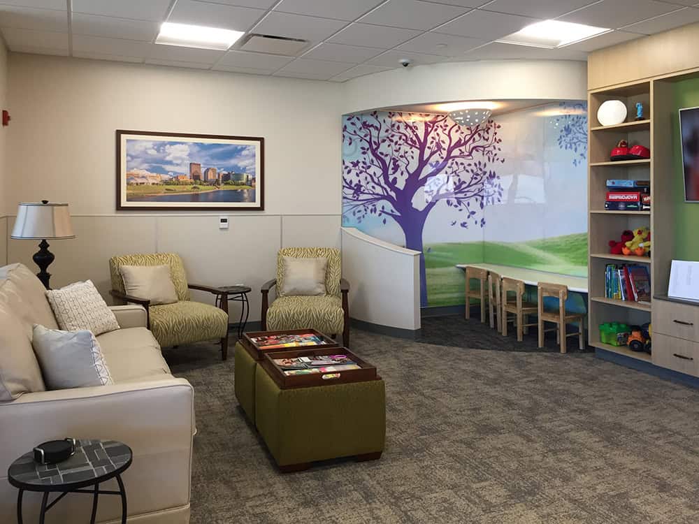 Dayton CityScape framed photograph in hospital lounge by Dan Cleary